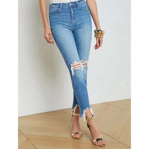 L'AGENCE High Line High Rise Skinny Distressed Classic Vintage Jeans 26 1347 - Picture 2 of 14